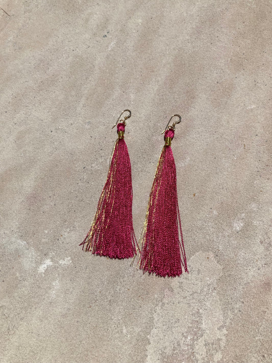 The Tassel Earring - Garnet