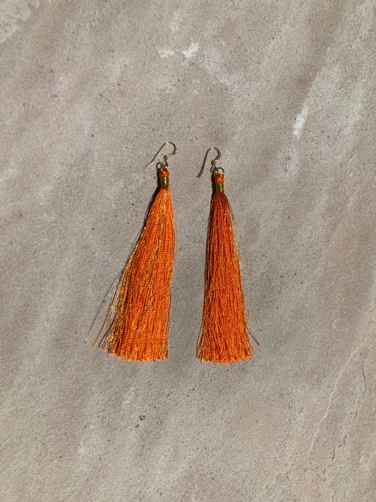 The Tassel Earring - Holi Orange